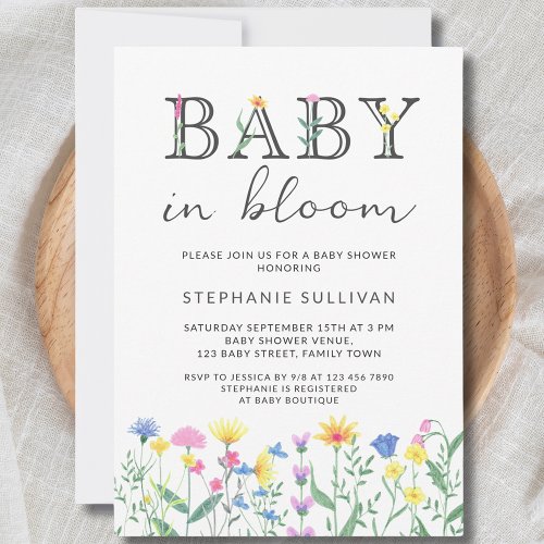 Baby in Bloom Wildflower Baby Shower Invitation