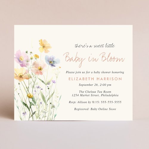 Baby In Bloom Wildflower Baby Shower Invitation