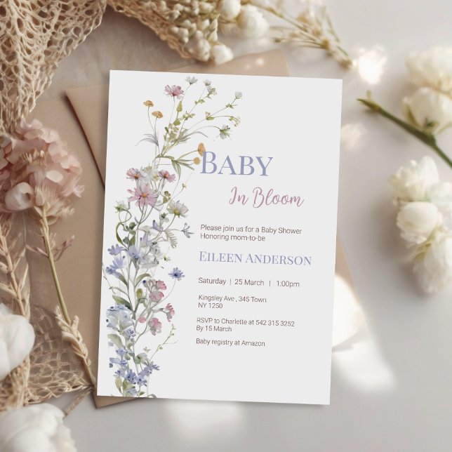 Baby in Bloom Wildflower Baby Shower Invitation (Baby in Bloom Wildflower Baby Shower Invitation)