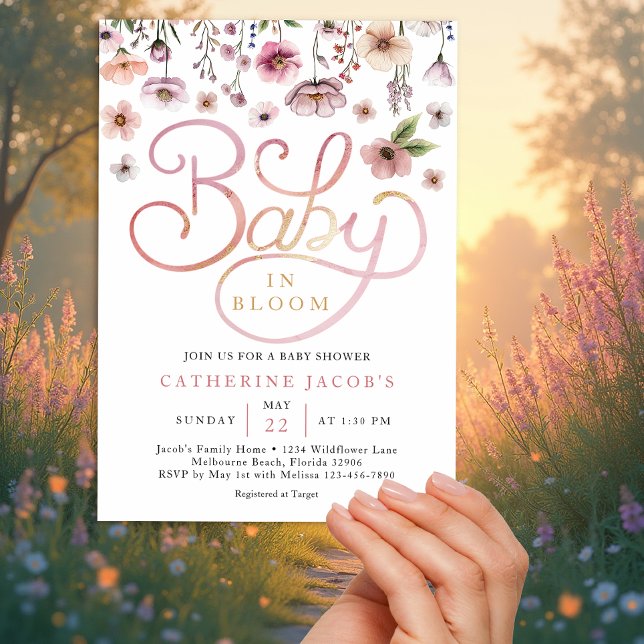 Baby in Bloom Wildflower Baby Shower Invitation – (Wildflower Baby Shower)