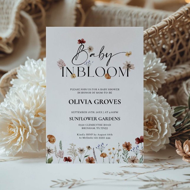 Baby in Bloom Wildflower Baby Shower  Invitation (Creator Uploaded)