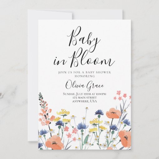 Baby in Bloom Wildflower baby shower Invitation Zazzle