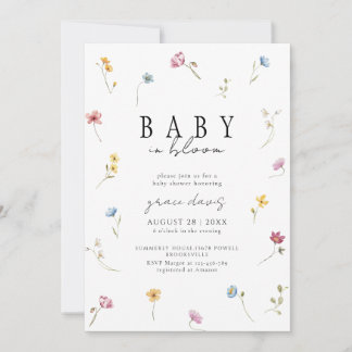 Baby in bloom Wildflower baby shower Invitation