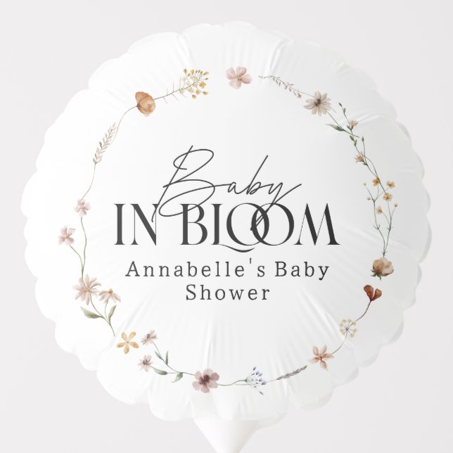 Baby in bloom wildflower baby shower invitation balloon (Front)