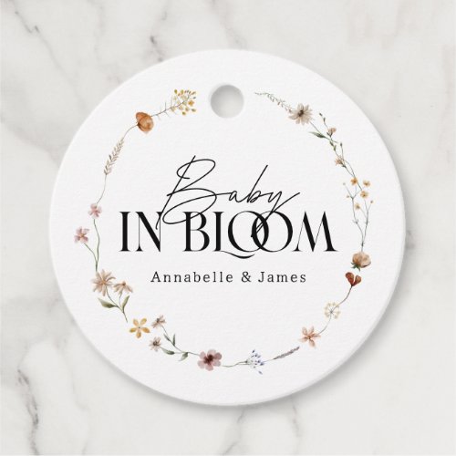 Baby in bloom wildflower baby shower invitation favor tags