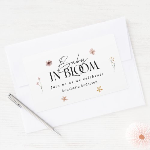 Baby in bloom wildflower baby shower invitation rectangular sticker