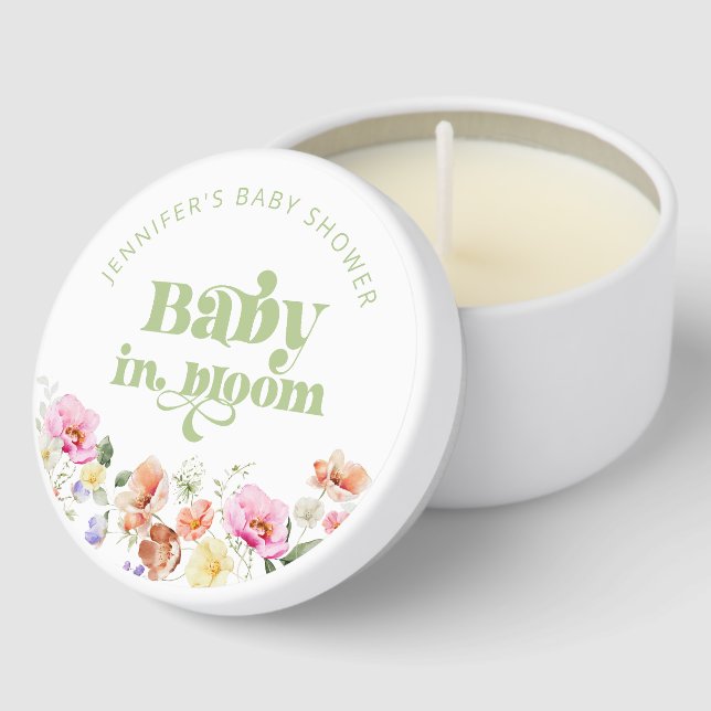 Baby in bloom wildflower baby shower mini candle favors (Corner)