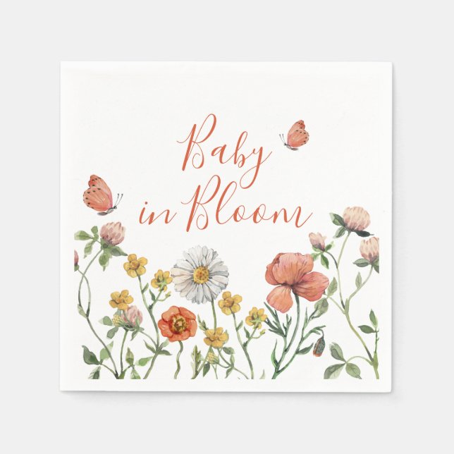 Baby in Bloom Wildflower baby shower Napkins (Front)