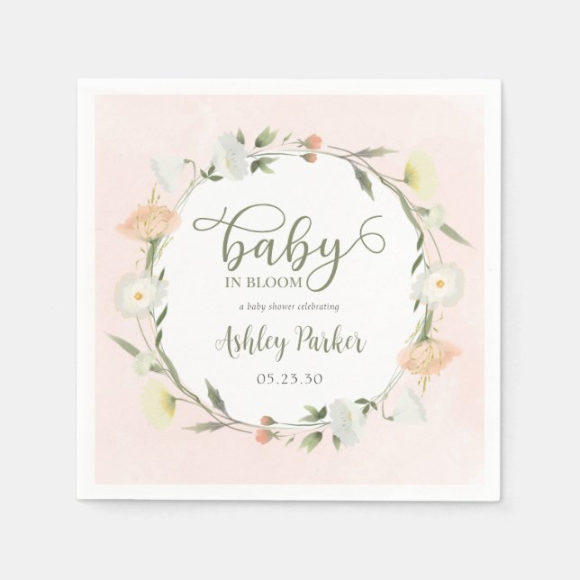 Baby In Bloom Wildflower Baby Shower Napkins (Front)