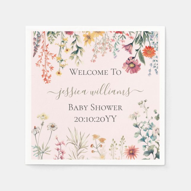 Baby in Bloom Wildflower Baby Shower Napkins (Front)