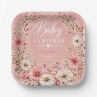 Baby in Bloom Wildflower Baby Shower Paper Plates