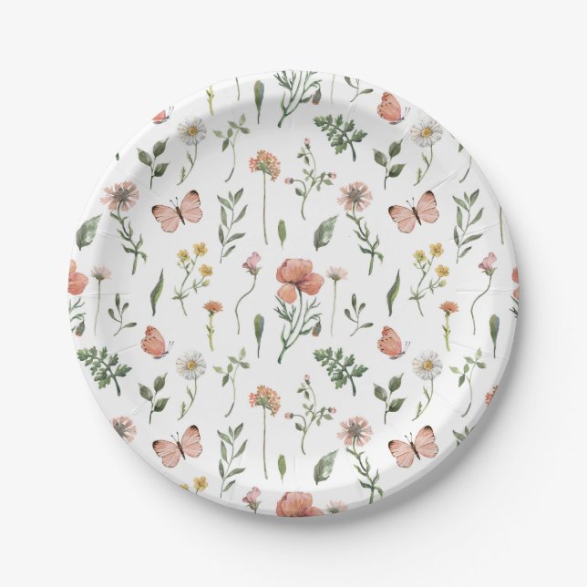 Baby in Bloom Wildflower baby shower Paper Plates (Front)