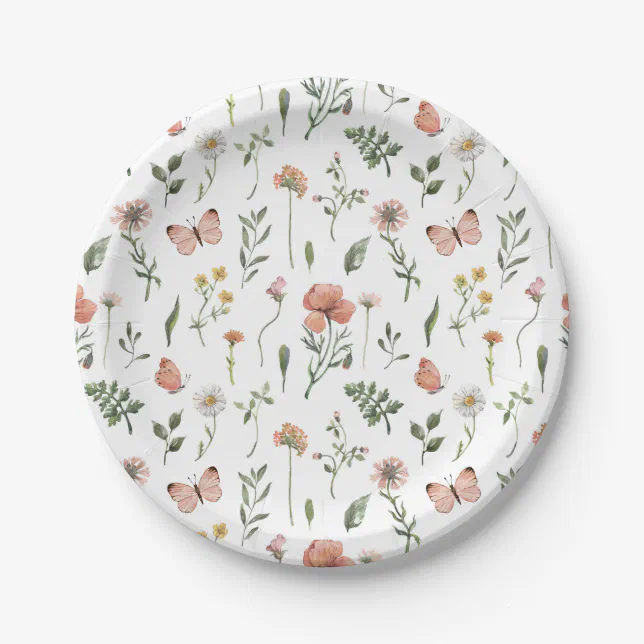 Baby in Bloom Wildflower baby shower Paper Plates Zazzle