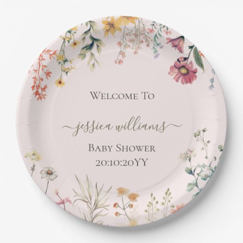 Baby in Bloom Wildflower Baby Shower Paper Plates