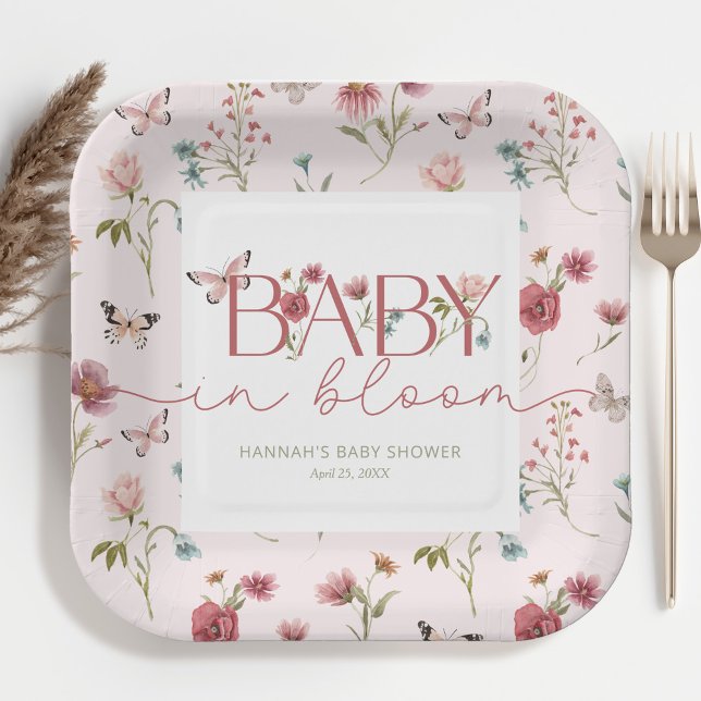 Baby in Bloom Wildflower Baby Shower Paper Plates (Creator Uploaded)