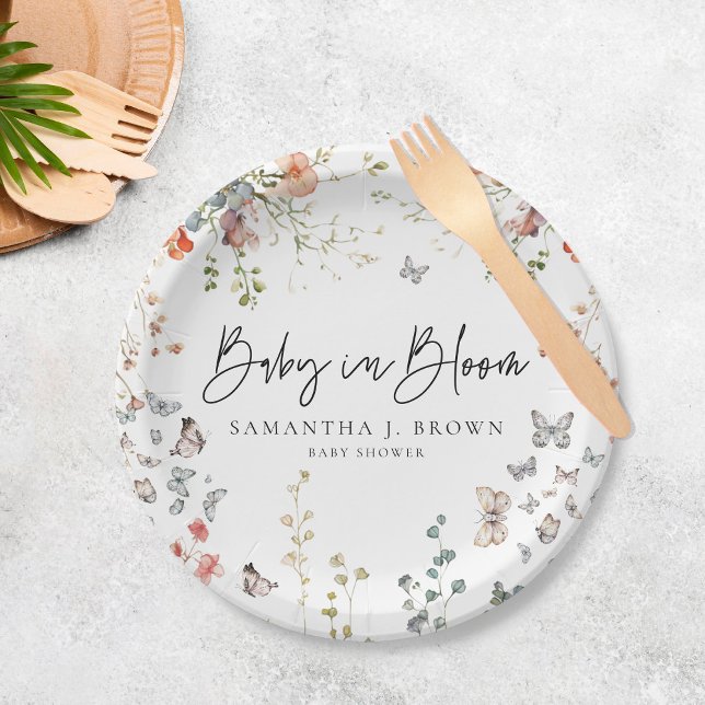 Baby in Bloom Wildflower Baby Shower Paper Plates (Creator Uploaded)