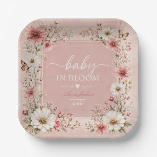 Baby in Bloom Wildflower Baby Shower Paper Plates