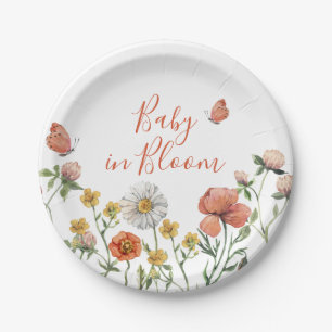 Baby in Bloom Wildflower baby shower Paper Plates