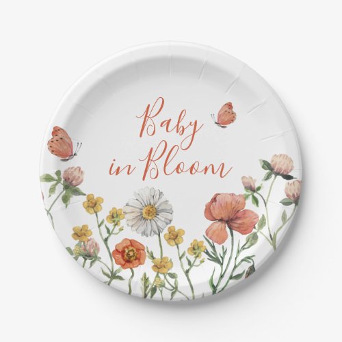 Baby in Bloom Wildflower baby shower Paper Plates
