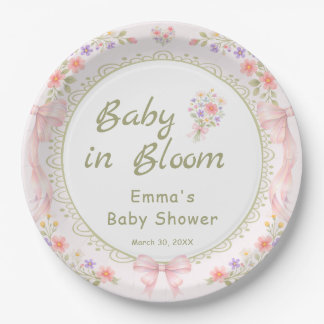 Baby in Bloom Wildflower Baby Shower Paper Plates