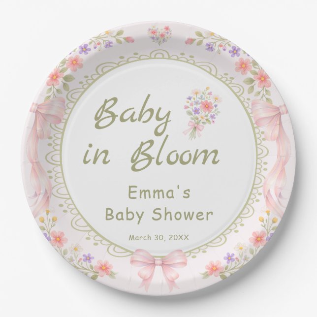 Baby in Bloom Wildflower Baby Shower Paper Plates (Front)