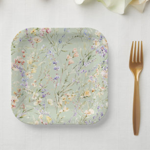 Baby in Bloom Wildflower Baby Shower Square Paper Plates