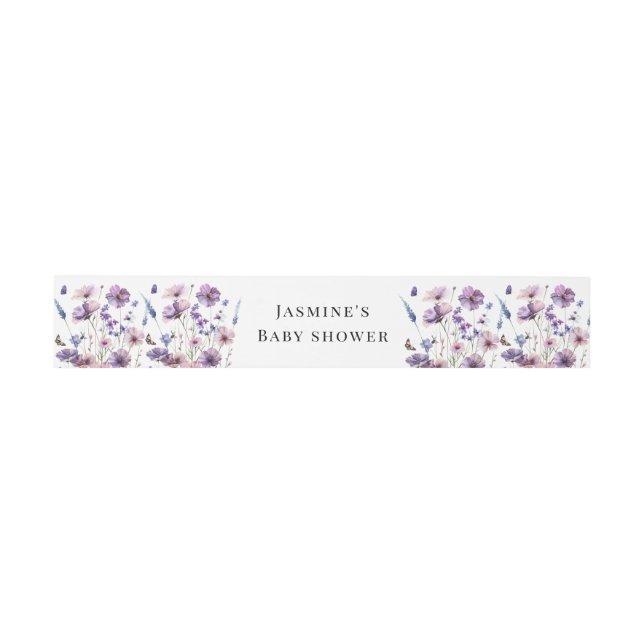 Baby in bloom wildflower baby shower stationary  invitation belly band (Flat)