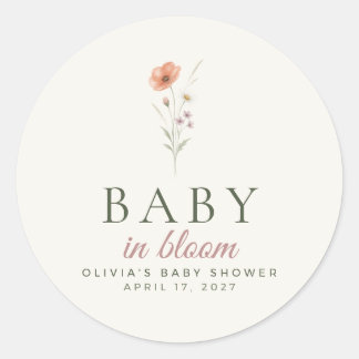 Baby in Bloom Wildflower Baby Shower Sticker