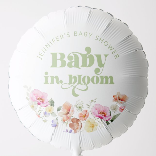 Baby in bloom wildflower baby shower thank you balloon (Front)