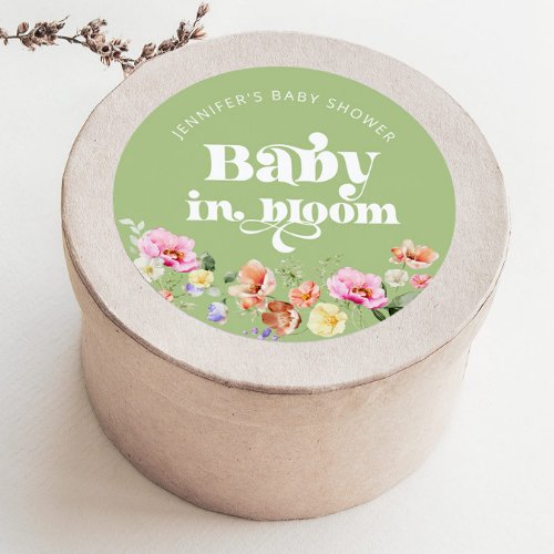 Baby in bloom wildflower baby shower thank you classic round sticker