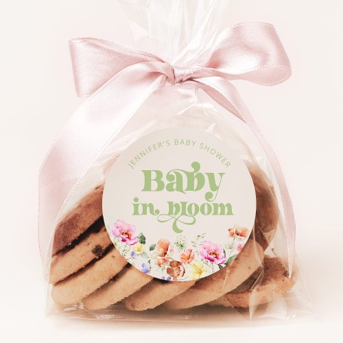 Baby in bloom wildflower baby shower thank you classic round sticker