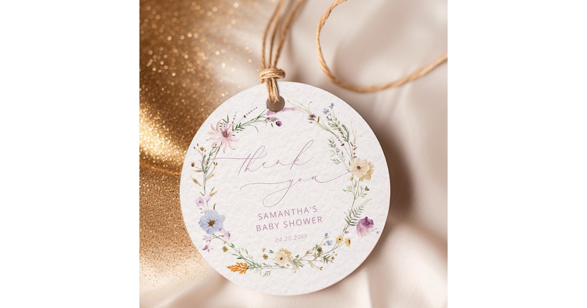 Baby in Bloom Wildflower Baby Shower Thank You Favor Tags | Zazzle