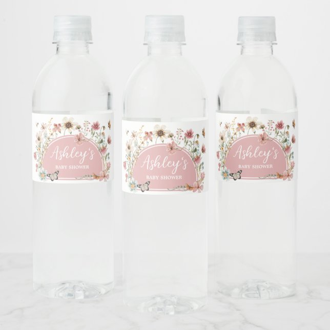Baby in Bloom Wildflower Baby Shower Water Bottle Label (Bottles)