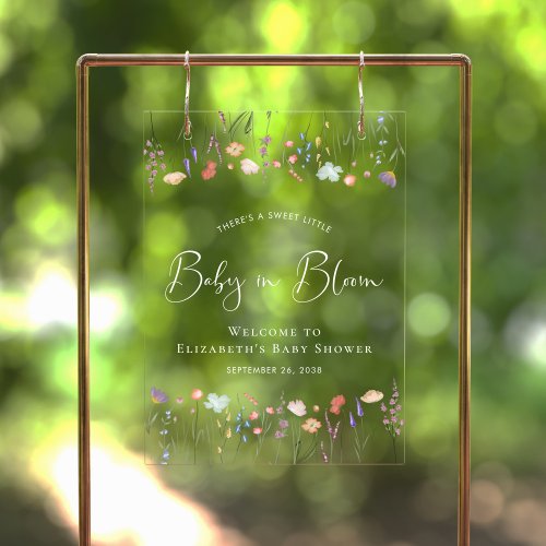 Baby in Bloom Wildflower Baby Shower Welcome Acrylic Sign