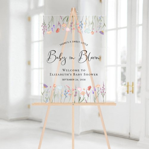 Baby in Bloom Wildflower Baby Shower Welcome Acrylic Sign