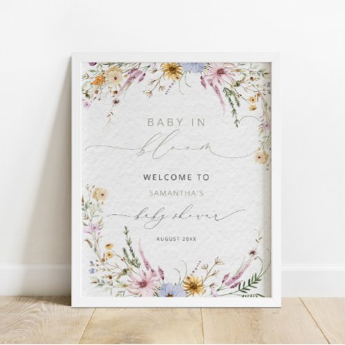 Baby in Bloom Wildflower Baby Shower Welcome Poster
