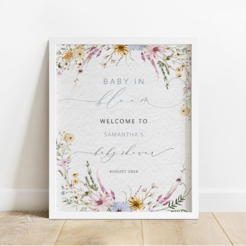 Baby in Bloom Wildflower Baby Shower Welcome Poster