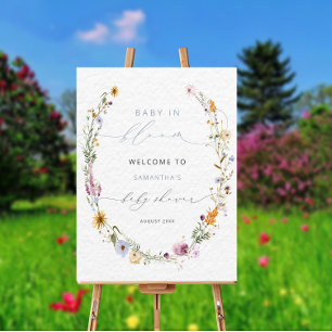 Baby in Bloom Wildflower Baby Shower Welcome Sign