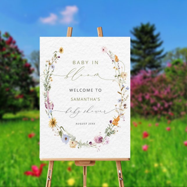 Baby in Bloom Wildflower Baby Shower Welcome Sign (Creator Uploaded)