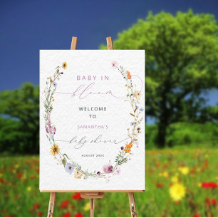 Baby in Bloom Wildflower Baby Shower Welcome Sign