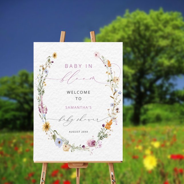 Baby in Bloom Wildflower Baby Shower Welcome Sign (Creator Uploaded)