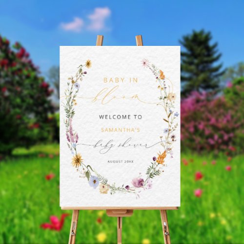 Baby in Bloom Wildflower Baby Shower Welcome Sign