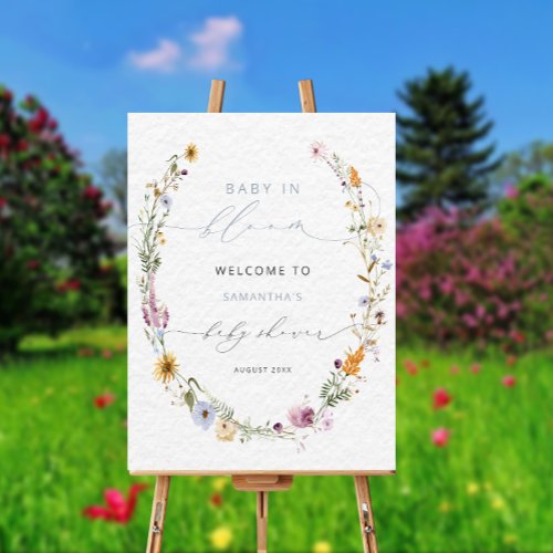 Baby in Bloom Wildflower Baby Shower Welcome Sign