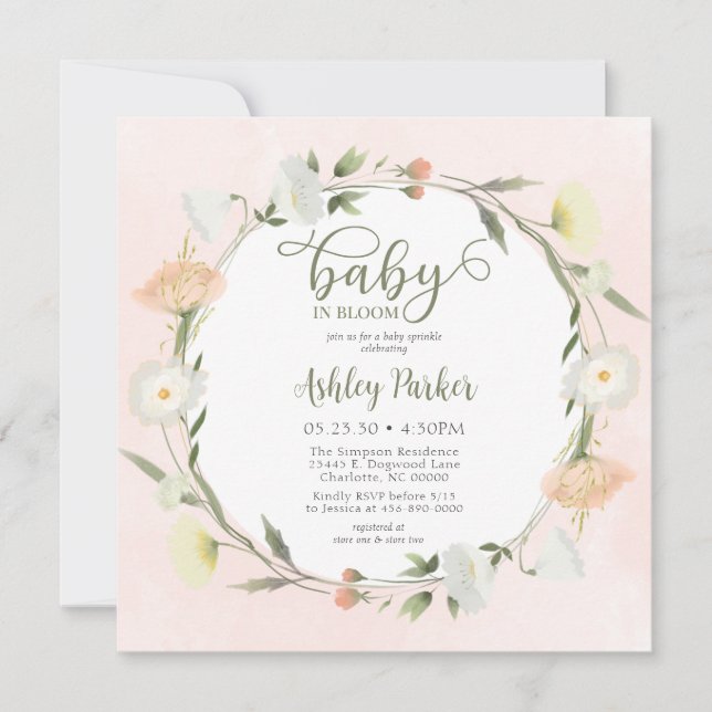 Baby In Bloom Wildflower Baby Sprinkle Invitation (Front)