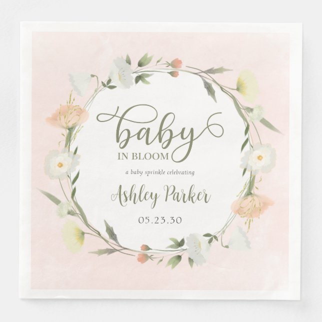 Baby In Bloom Wildflower Baby Sprinkle Paper Dinner Napkins (Front)