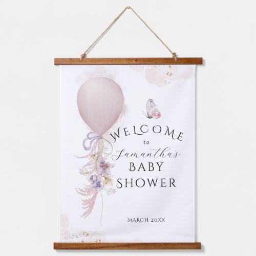 Baby in bloom Wildflower balloon Baby Shower Hanging Tapestry