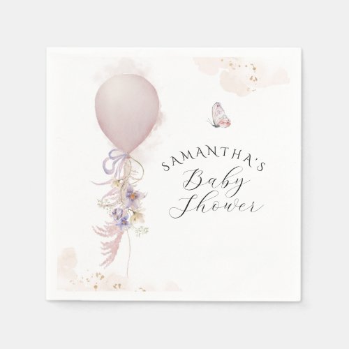 Baby in bloom Wildflower balloon Baby Shower  Napkins