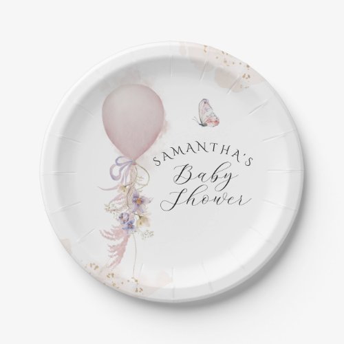 Baby in bloom Wildflower balloon Baby Shower Paper Plates