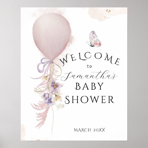 Baby in bloom Wildflower balloon Baby Shower Poster