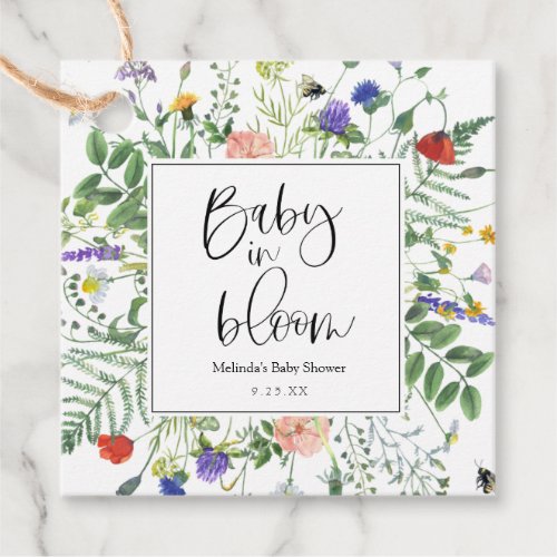 Baby in Bloom Wildflower Bees Favor Tags